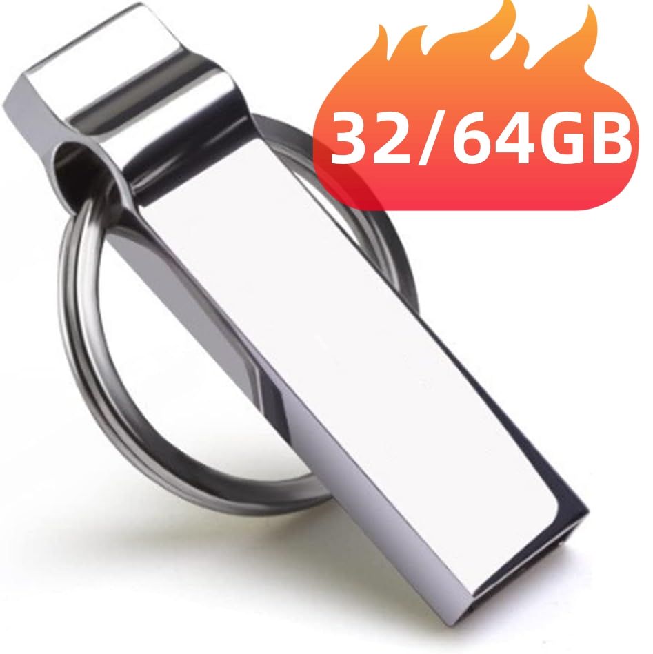 【Final Clearance】USB Flash Drives 32/64GB Flash USB Drive Metal USB Stick with Key Ring Memory Stick Thumb Drives U S B Storage Flash Drive 2.0 for Pc Laptop Computer Speaker forfor Women Men