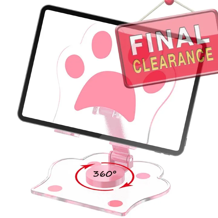 【Final Clearance】Adjustable Cat Claw Acrylic Phone Holder Stand - Foldable Retractable Multi-Functional Tablet & Phone Stand with Paw Print Design, Portable for Live Streaming, Video Calls
