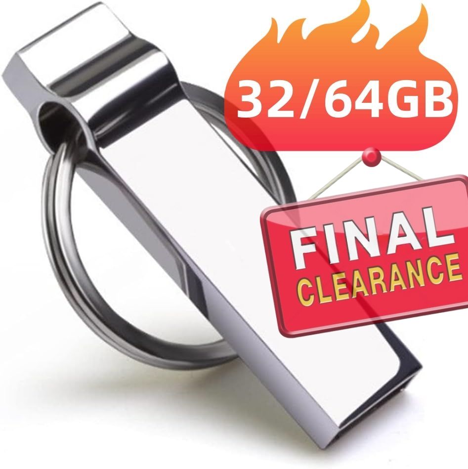 【Final Clearance】USB Flash Drives 32/64GB Flash USB Drive Metal USB Stick with Key Ring Memory Stick Thumb Drives U S B Storage Flash Drive 2.0 for Pc Laptop Computer Speaker forfor Women Men