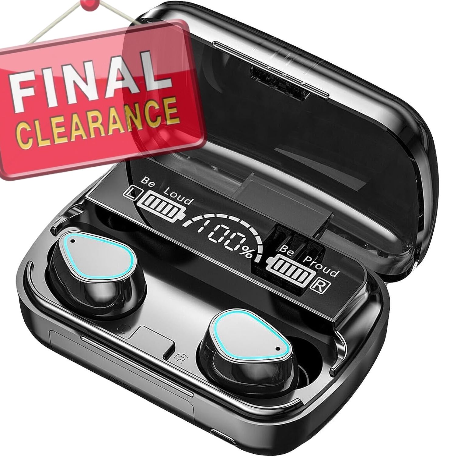 【Final Clearance】Wireless Earbuds, Wireless Headphones, HiFi Stereo Deep Bass, Bluetooth 5.3 Touch Control Noise Reduction Headphones , Mini Ear Buds Mic In-Ear Headset IP7 Waterproof LED Display