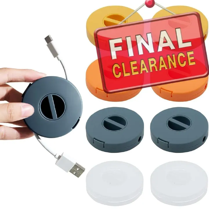【Final Clearance】Retractable Charging Cord Organizer, Portable Cable Winder, Flexible Cable Management for Travel Home Office Classroom, Round Cable Holder for Wrapping Earbuds USB Phone Earphone