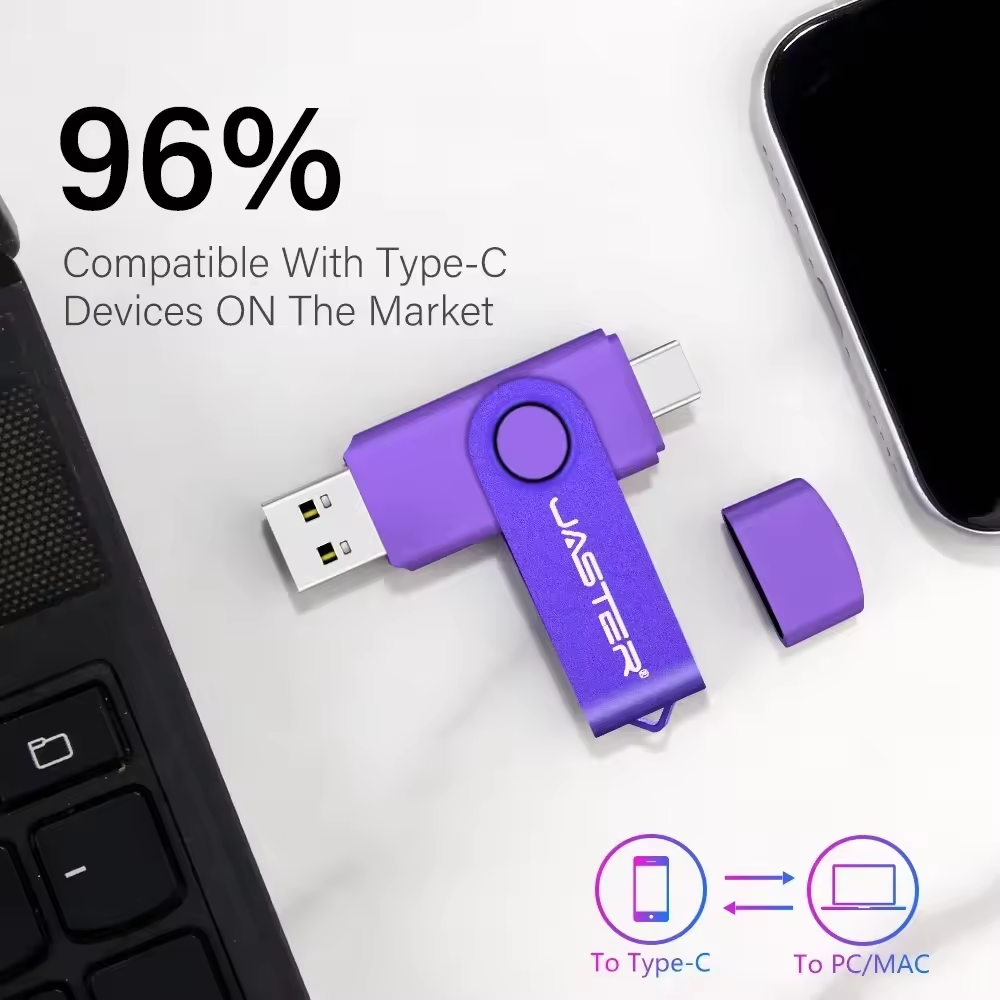 High-Speed  Type-C USB Flash Drive 128GB Real Capacity Pen Drive 64GB Free Key Chain Memory Stick Creative Business Gift Red U Disk Blue 32G