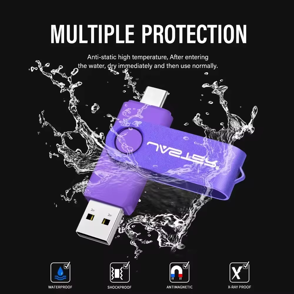 High-Speed  Type-C USB Flash Drive 128GB Real Capacity Pen Drive 64GB Free Key Chain Memory Stick Creative Business Gift Red U Disk Blue 32G