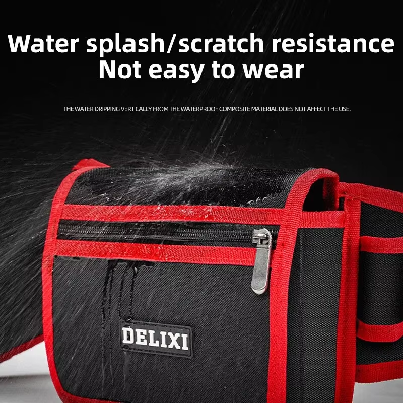 Electrician Waist Pocket Tool Pouch Storage Bag Car Hardware Tool Bag Durable Multi-Pocket Tool Belt Bag Premium Quality Heavy Duty Portable Utility Pouch for Electrical Repair and Mai