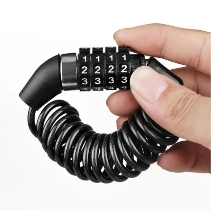 Bicycle Password  Lock 4 Digit Combination Code Steel Cable Security Password Cycling Bike Bike Helmet Lock Portable Cable Backpack Lock Mountain Bike Frame Lock Bicycle Accessories