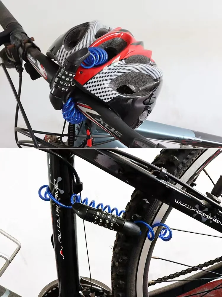 Bicycle Password  Lock 4 Digit Combination Code Steel Cable Security Password Cycling Bike Bike Helmet Lock Portable Cable Backpack Lock Mountain Bike Frame Lock Bicycle Accessories