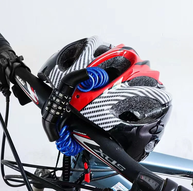 Bicycle Password  Lock 4 Digit Combination Code Steel Cable Security Password Cycling Bike Bike Helmet Lock Portable Cable Backpack Lock Mountain Bike Frame Lock Bicycle Accessories