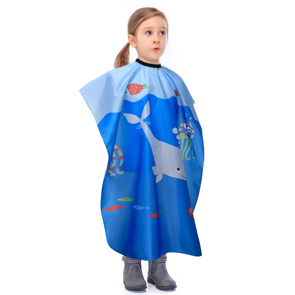 Marine Animal Kids Cartoon Hairdressing Apron  Hair Cutting Cloth Haircut Cape Cute Professional Children Hairdresser Cape Dyeing Haircutting Waterproof Cutting Gown