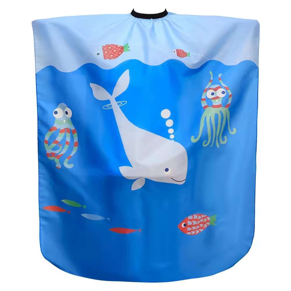 Marine Animal Kids Cartoon Hairdressing Apron  Hair Cutting Cloth Haircut Cape Cute Professional Children Hairdresser Cape Dyeing Haircutting Waterproof Cutting Gown