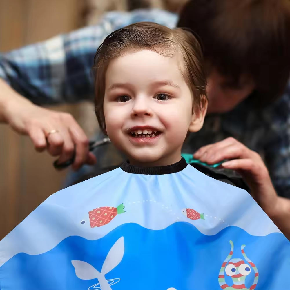 Marine Animal Kids Cartoon Hairdressing Apron  Hair Cutting Cloth Haircut Cape Cute Professional Children Hairdresser Cape Dyeing Haircutting Waterproof Cutting Gown