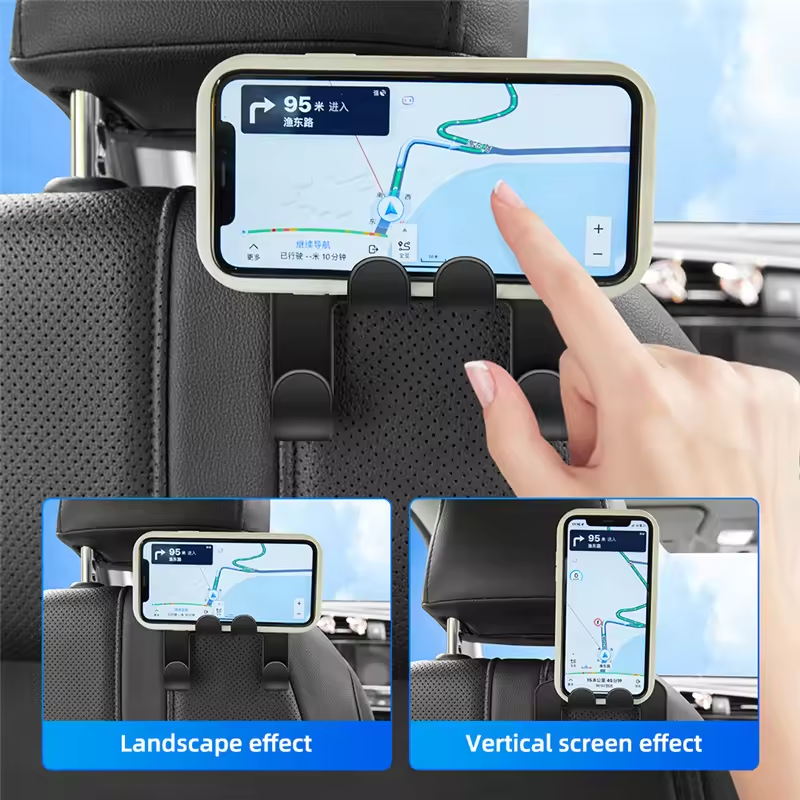 Car Back Seat Hook Hanging Storage Mobile Phone Holder Stand Lazy Rear Seat Phone Headrest Bracket For iPhone Samsung All Phones ， Car Electronics Accessories