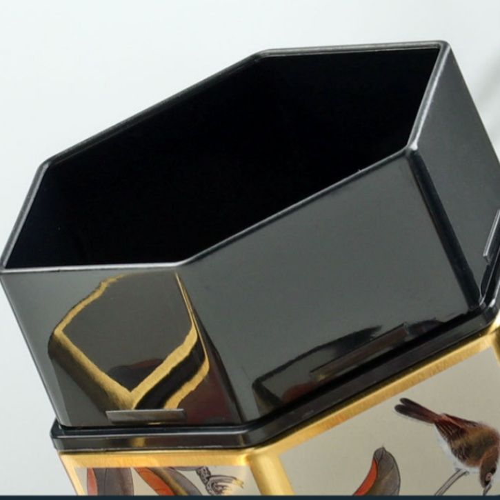 Mini Tin Box Gift  Tin Box Cookie Candy  Creative Hexagonal Tea Pot Tin Can Chinese Tinplate Tea Storage Tank Small Sealed Portable Tea Box Empty Can Tea Set Accessories Drum Tinplate Box
