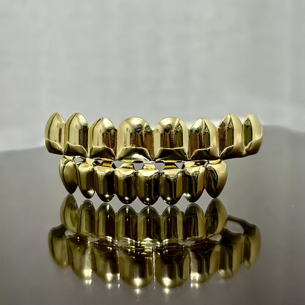 Men/Women Hip Hop Rapper Grill Mouth Hip Hop Classic Glossy Teeth Grillz Caps 8/8 Gold Silver Color Tooth Grills For Women Men Jewelry Halloween Gift