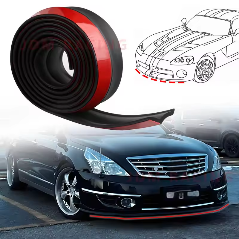 2.5m Black Universal Front Bumper Spoiler Lips Car Bumper Lip Protection Stickers Car Front Bumper Lip Rubber Car Bumper Protect，Universal Car Front Lip Spoiler Bumper Splitter Strip