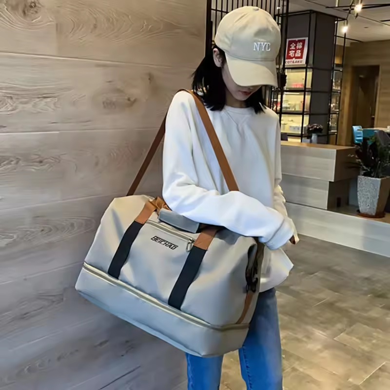 Unisex Large Capacity Travel Tote Bags Women Canvas Travel Handbag Men Sports Shoulder Bag Waterproof Travel Duffle Bag Foldable， Duffel Tote Bag Adjustable Shoulder Bags Luggage Suitcase for Outdoor