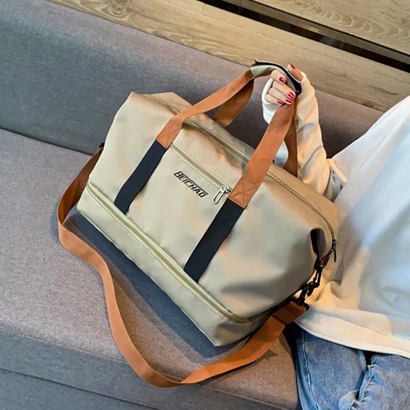 Unisex Large Capacity Travel Tote Bags Women Canvas Travel Handbag Men Sports Shoulder Bag Waterproof Travel Duffle Bag Foldable， Duffel Tote Bag Adjustable Shoulder Bags Luggage Suitcase for Outdoor