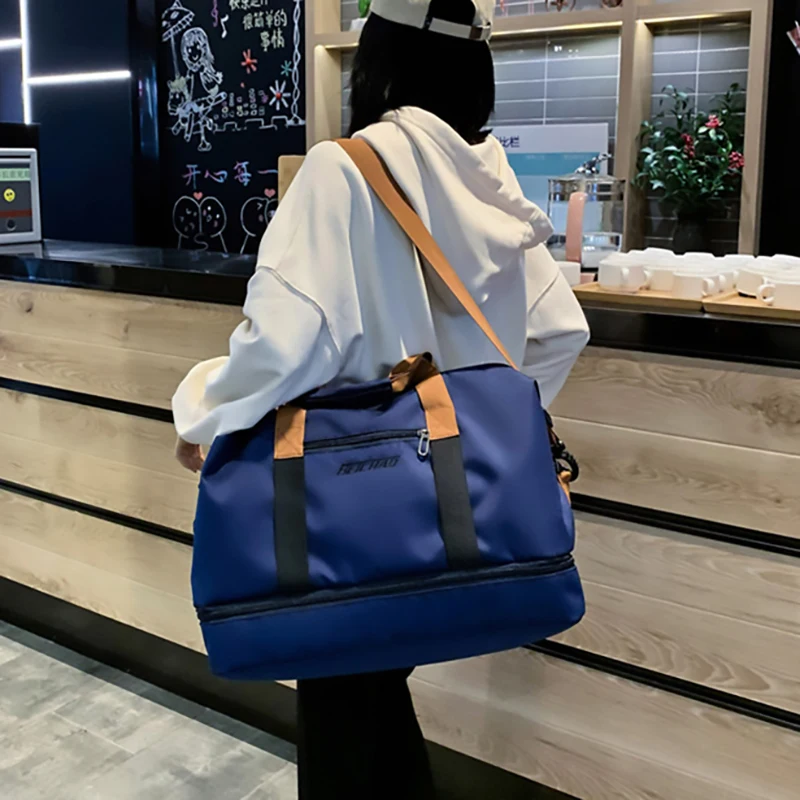 Unisex Large Capacity Travel Tote Bags Women Canvas Travel Handbag Men Sports Shoulder Bag Waterproof Travel Duffle Bag Foldable， Duffel Tote Bag Adjustable Shoulder Bags Luggage Suitcase for Outdoor