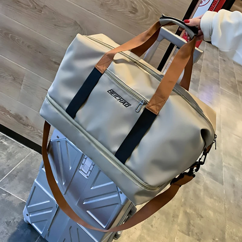 Unisex Large Capacity Travel Tote Bags Women Canvas Travel Handbag Men Sports Shoulder Bag Waterproof Travel Duffle Bag Foldable， Duffel Tote Bag Adjustable Shoulder Bags Luggage Suitcase for Outdoor