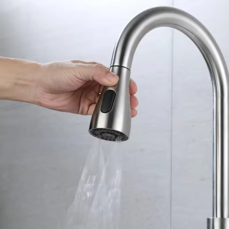 G1/2 Thread Pull-Out Kitchen Faucet Sprayer Head – 3-Function (Flow/Spray/Pause), Electroplated ABS, Easy Install