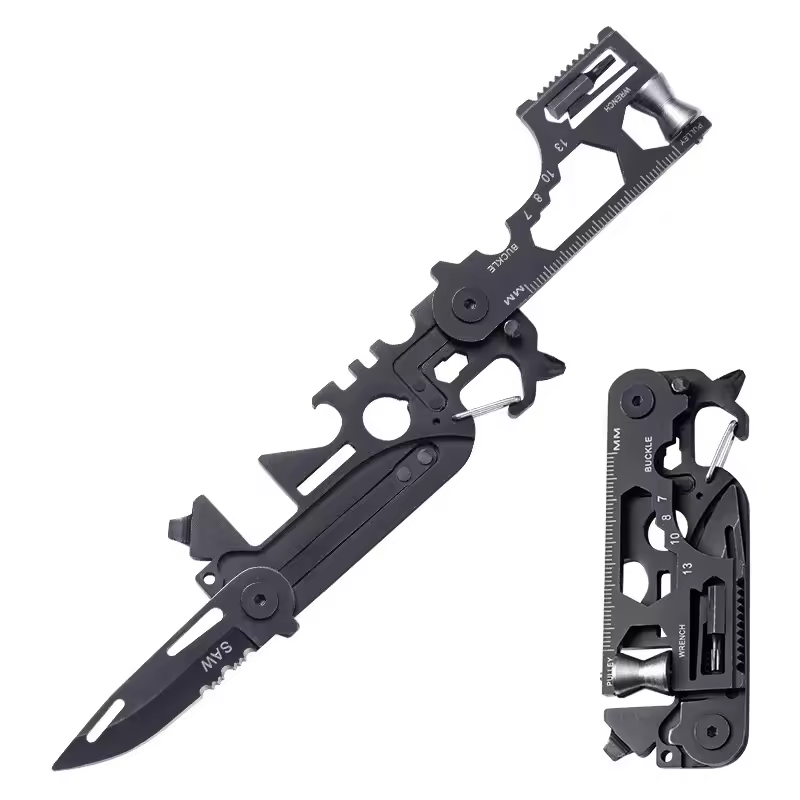 Outdoor Camping Tactical Hunting Knife Stainless Steel Folding Knife,Multifunctional Outdoor Tool Combination Card Folding Scissor Army Knife Mini Bicycle Repair EDC Camping Gear Equipment