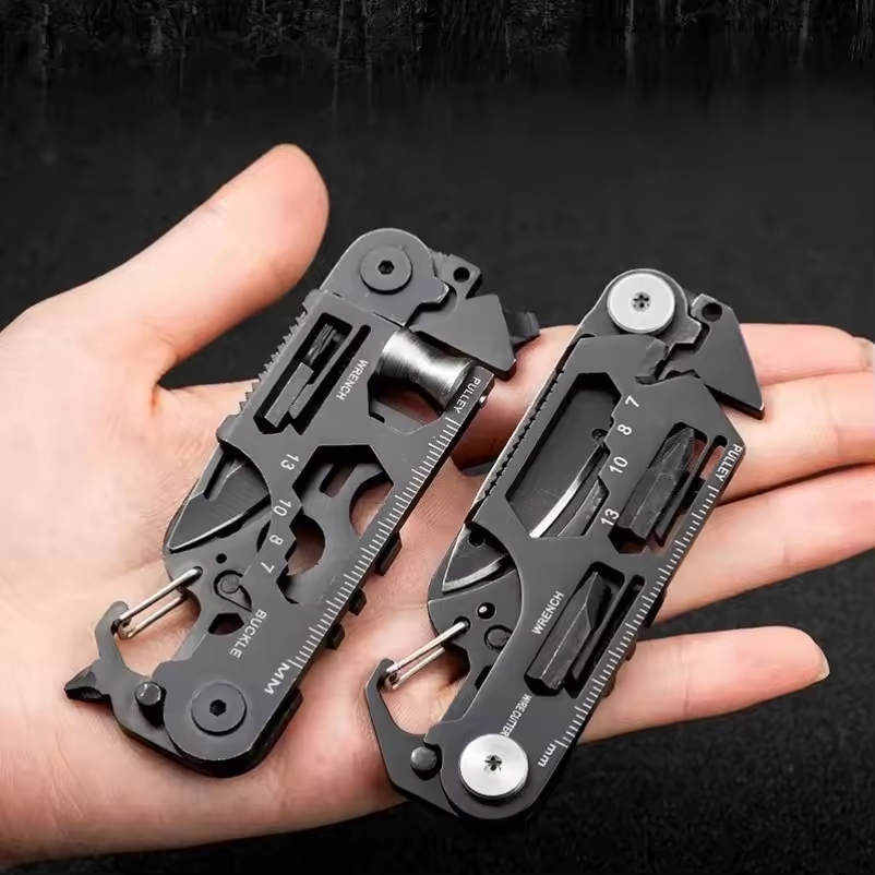 Outdoor Camping Tactical Hunting Knife Stainless Steel Folding Knife,Multifunctional Outdoor Tool Combination Card Folding Scissor Army Knife Mini Bicycle Repair EDC Camping Gear Equipment
