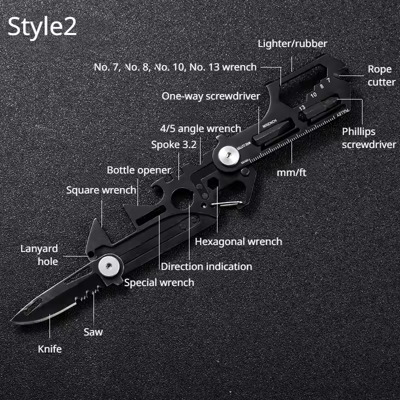 Outdoor Camping Tactical Hunting Knife Stainless Steel Folding Knife,Multifunctional Outdoor Tool Combination Card Folding Scissor Army Knife Mini Bicycle Repair EDC Camping Gear Equipment