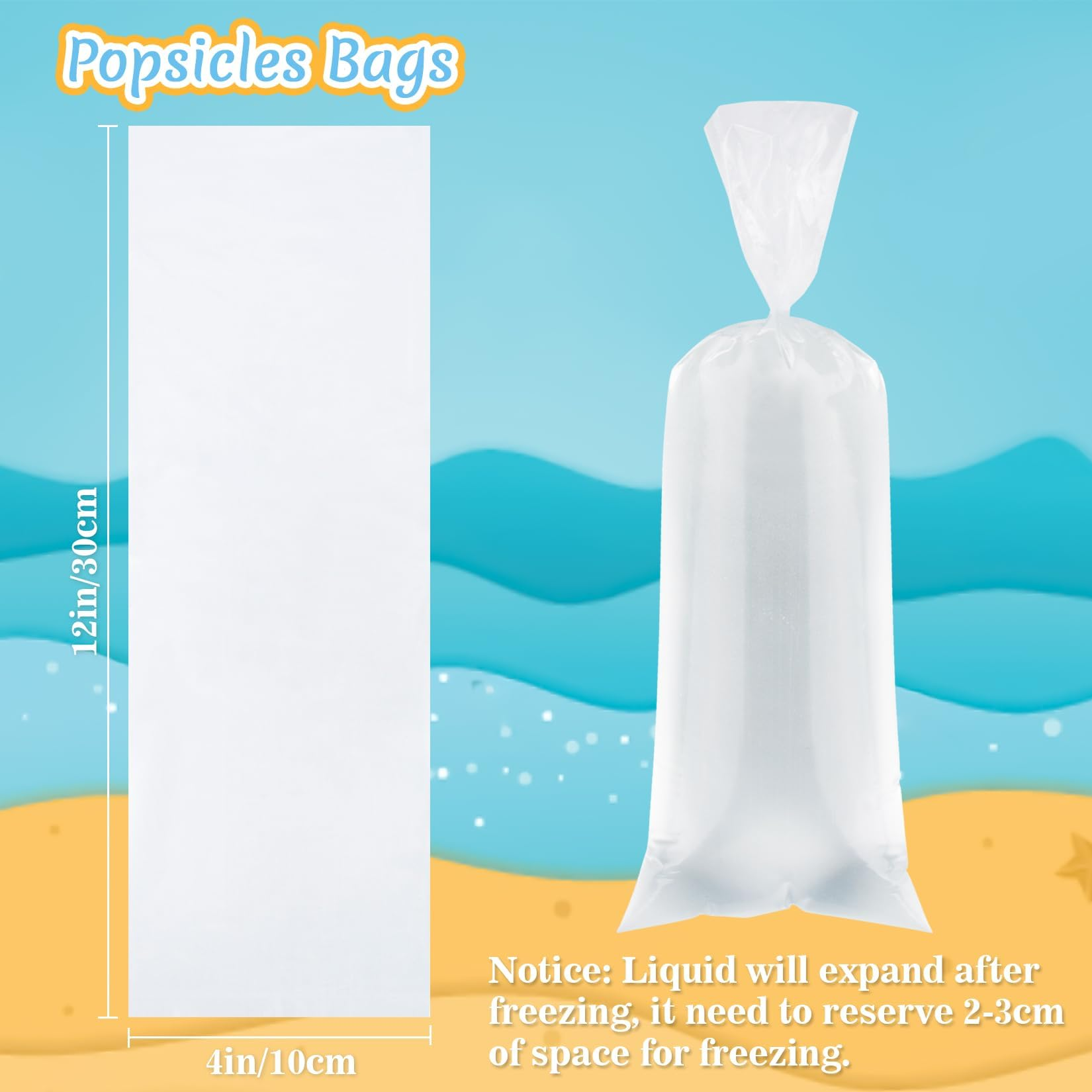 100pcs Candy Plastic Bags -  Bolsas para bolis de hielo mexicanos Freeze Ice pop Mold Bags bolis bolsas para helados caseros Wrappers Yogurt Ice Cream Mold Kitchen DIY Mold Self Sealing