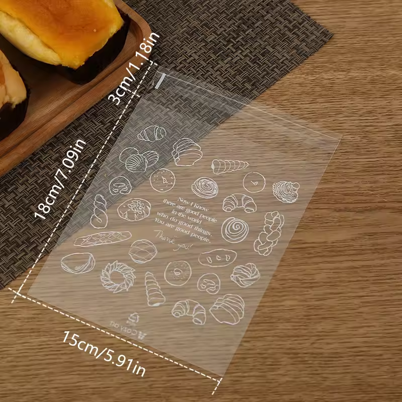 150 PCS Bread Bag Transparent Food Toast Snack Cookies Disposable Doggy Bag Ziplock Bag