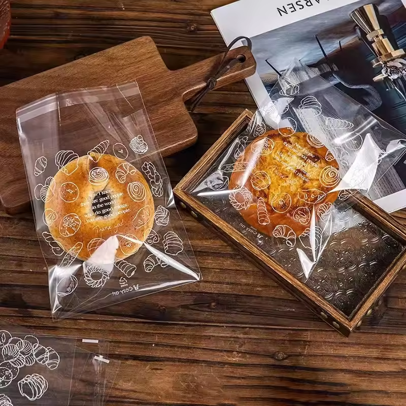 150 PCS Bread Bag Transparent Food Toast Snack Cookies Disposable Doggy Bag Ziplock Bag