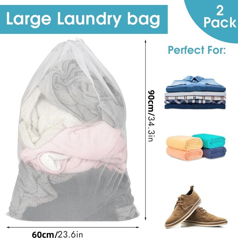 2Pcs/Set Big Size Large Washing Mesh Laundry Bags Organizer Net Dirty Bra Socks Underwear Shoe Storag Wash Machine Cover Clothes