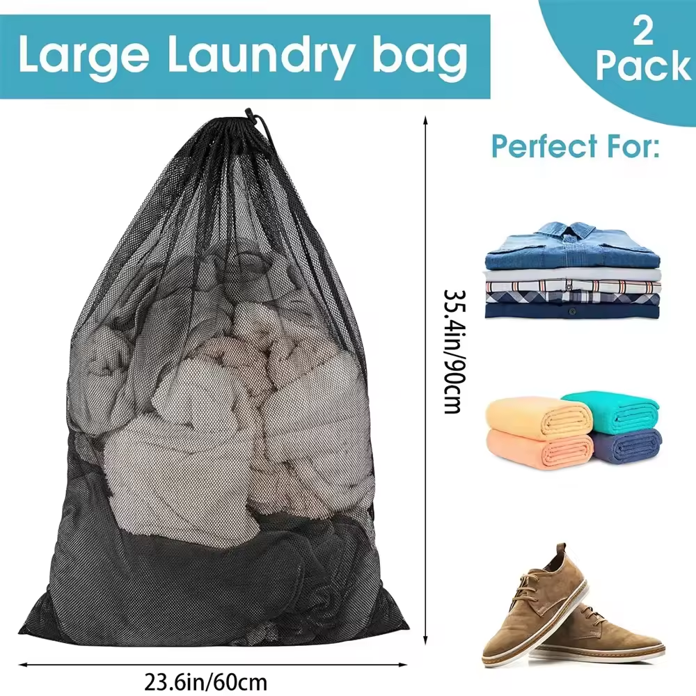 2Pcs/Set Big Size Large Washing Mesh Laundry Bags Organizer Net Dirty Bra Socks Underwear Shoe Storag Wash Machine Cover Clothes
