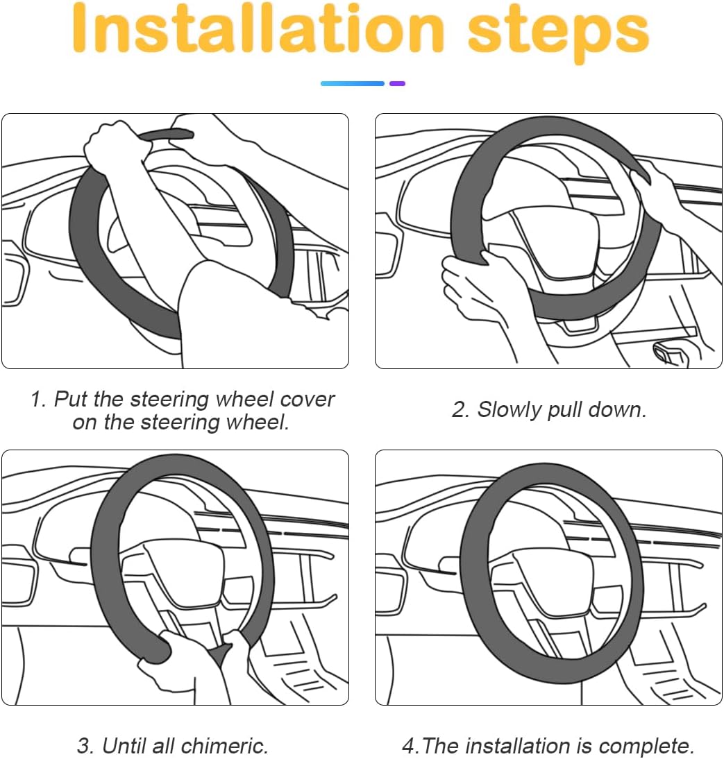 Bling Car Steering Wheel Cover, 15 Inch Rhinestones Soft Leather Elastic Steering Wheel Protector, Sparkly Crystal Diamond for Women Girls Men, Car Interior Accessories for Most Cars