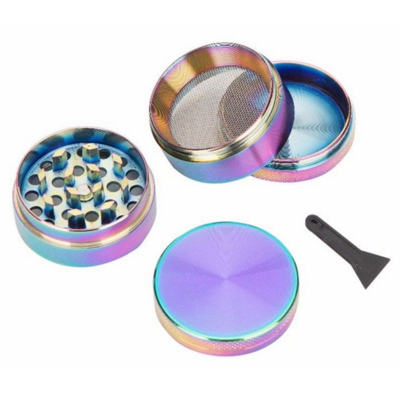 Tobacco Grinder Rainbow 40mm 4-layer Zinc Alloy Spice Cutter Hand Muller,Tobacco Grinder Smoking Herb Cutter  Spice Weed Cutter Smoking Pipe Accessories