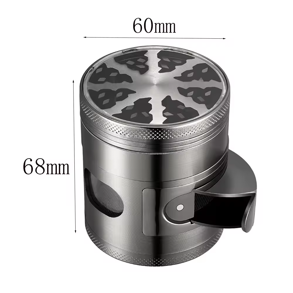 Herb Tobacco Spice Weeds Grass Grinder  Metal Grinder Zinc Alloy Machine 60mm 4 Parts Clear Glass Window Easy Dump Crushed Herb Grinder