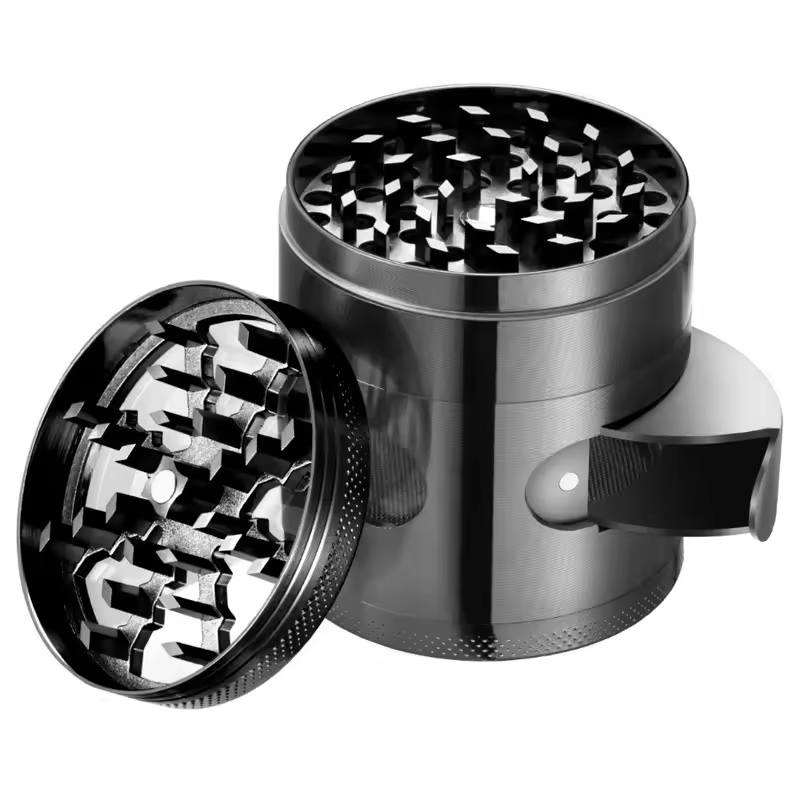 Herb Tobacco Spice Weeds Grass Grinder  Metal Grinder Zinc Alloy Machine 60mm 4 Parts Clear Glass Window Easy Dump Crushed Herb Grinder