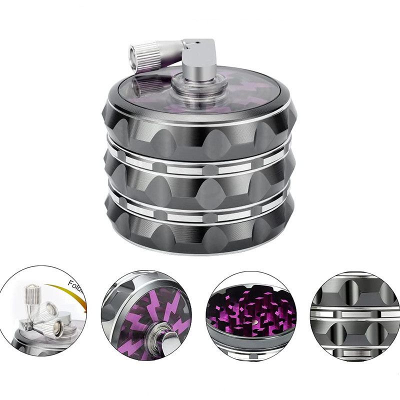 Hand Crank Tobacco Grinder Pollinator Manual Spice Mills 4 Layers Smoke Grass Crusher Muller Smoking Accessories，Hand Crank Muller Mill  Herb Tobacco Spice Weeds Grass Grinder