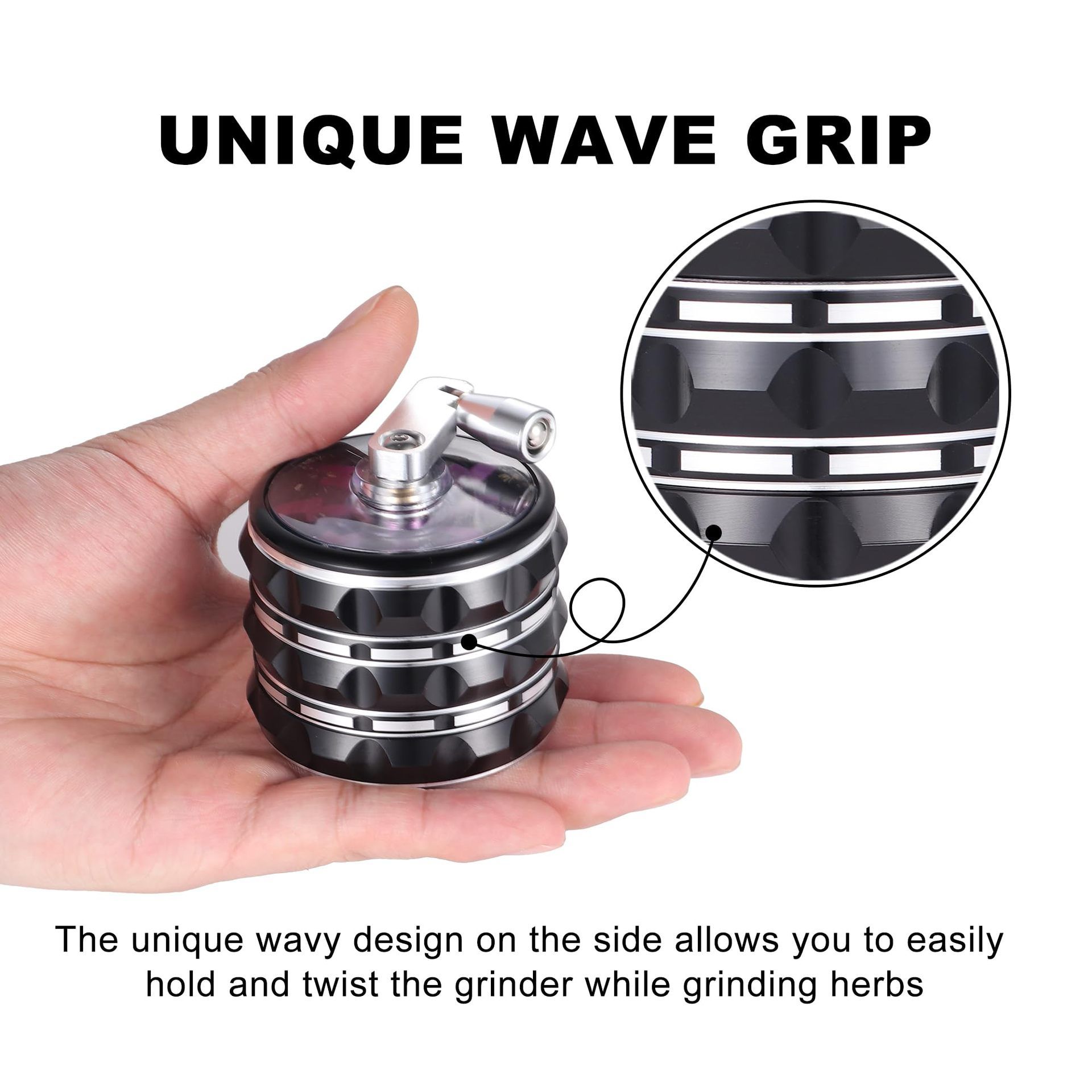 Hand Crank Tobacco Grinder Pollinator Manual Spice Mills 4 Layers Smoke Grass Crusher Muller Smoking Accessories，Hand Crank Muller Mill  Herb Tobacco Spice Weeds Grass Grinder