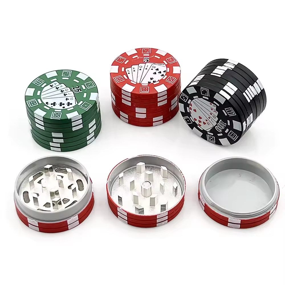 Poker Tobacco Grinder Chip 3 Parts Style Spice Cutter 40mm Herb Cutter Smoking Accessories Gadget Tools Herb Tobacco Weed Grinder Herb Tobacco Weed Grinder