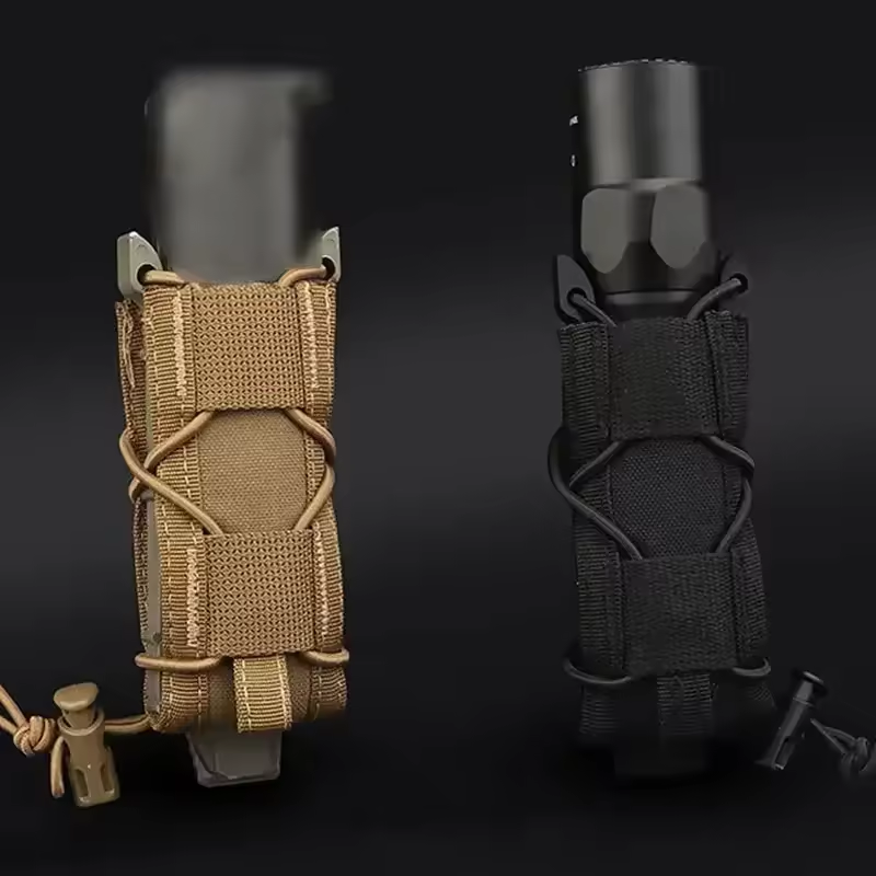 Tactical Gear  9MM Pistol Single Mag Bag Molle Flashlight Pouches Torch Holder Hunting Knife Holster Shooting Airsoft  Hunting Accessories Hunting Gun Pouch