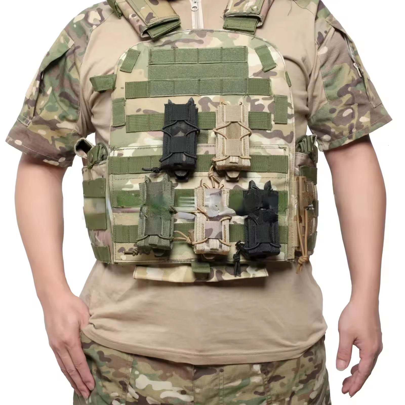 Tactical Gear  9MM Pistol Single Mag Bag Molle Flashlight Pouches Torch Holder Hunting Knife Holster Shooting Airsoft  Hunting Accessories Hunting Gun Pouch