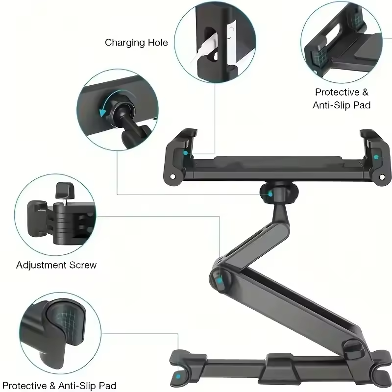 Car Seat Back Tablet Holder Car Tablet Holder Back Seat Headrest Mount For IPad Air Pro 4-13 Inch 360 Rotation Rear Pillow Phone Clamp Stand Universal