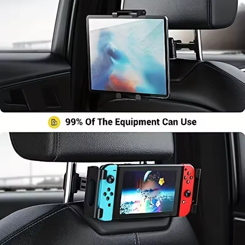 Car Seat Back Tablet Holder Car Tablet Holder Back Seat Headrest Mount For IPad Air Pro 4-13 Inch 360 Rotation Rear Pillow Phone Clamp Stand Universal