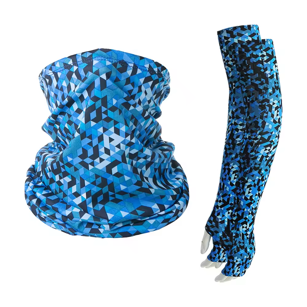 2pcs/Set Ice silk sunscreen Tactical Camouflage Face Bandana Sleeves Cycling Hiking Scarves Camping Head Scarf Arm Sleeve