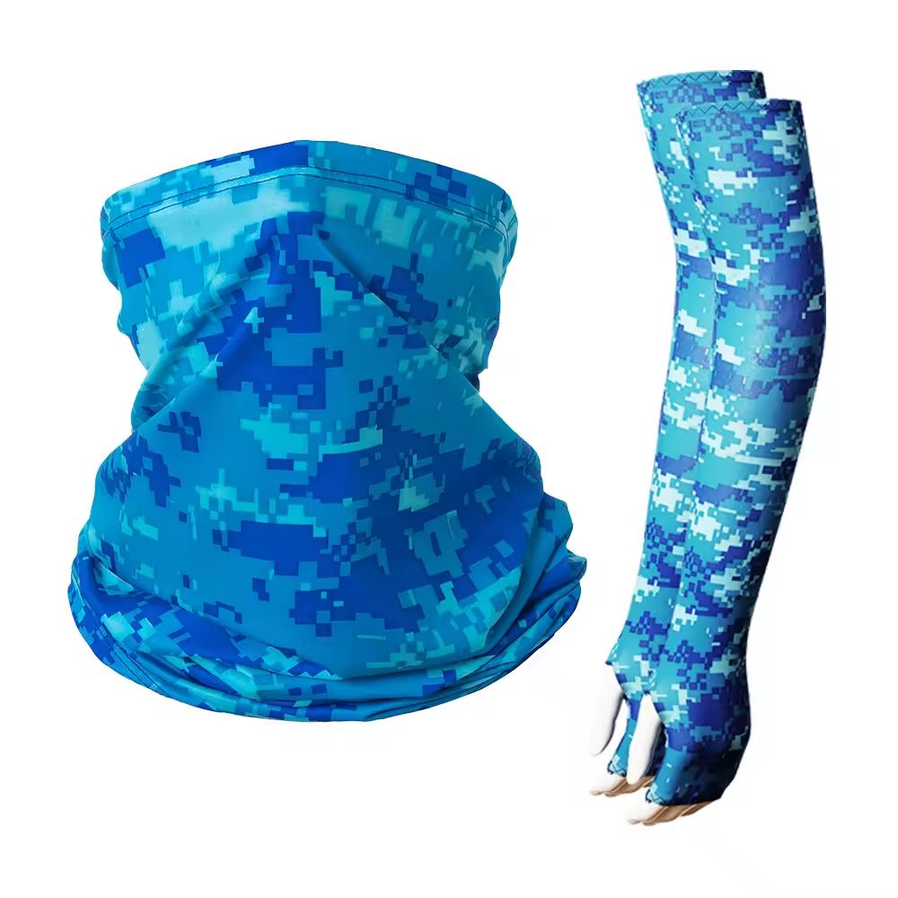 2pcs/Set Ice silk sunscreen Tactical Camouflage Face Bandana Sleeves Cycling Hiking Scarves Camping Head Scarf Arm Sleeve