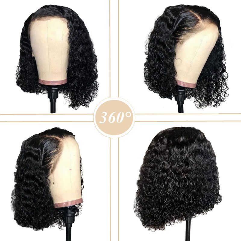 FBK Wigs for Lady Fashion Short Wigs Curly Black Wigs Synthetic Hair for Women Gift