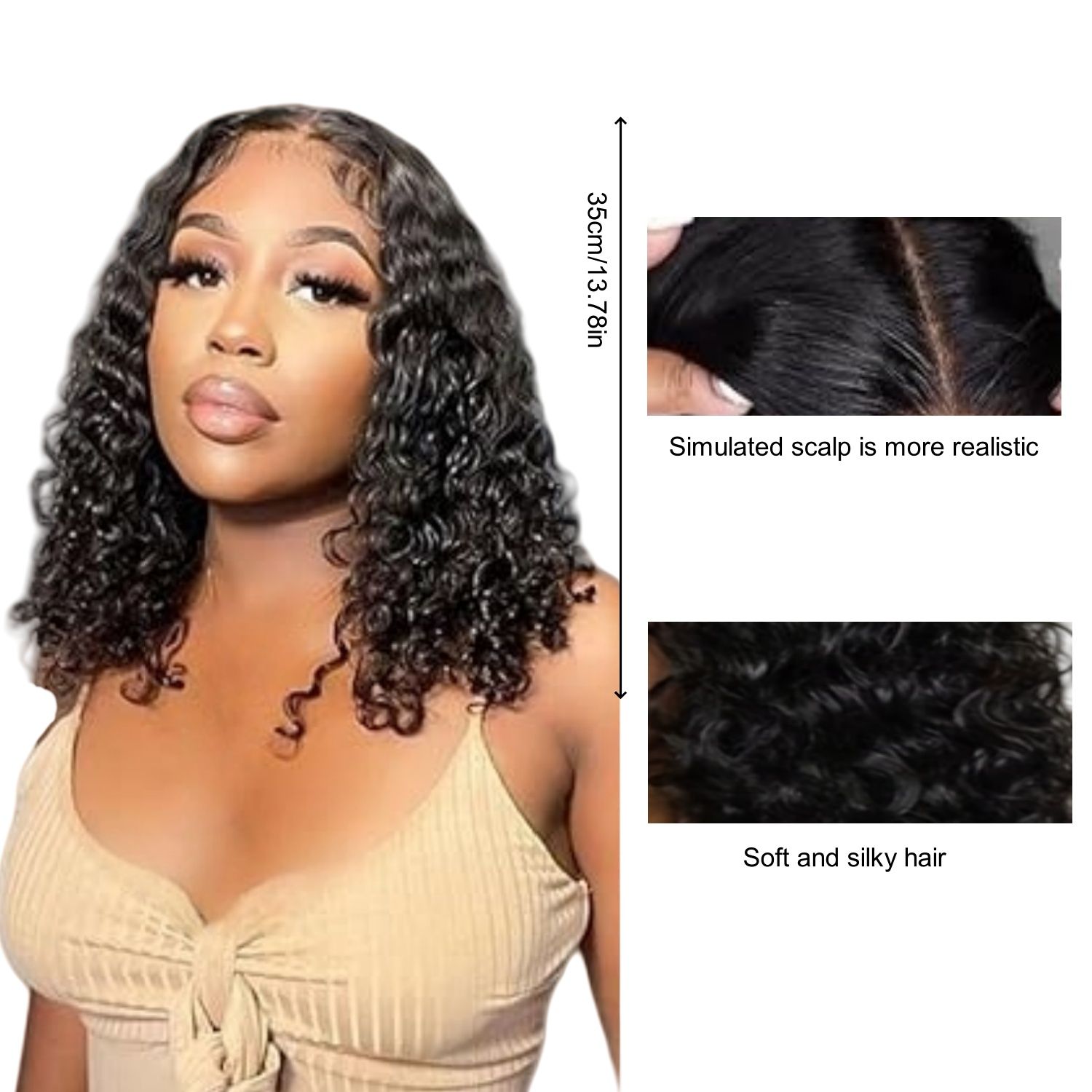 FBK Wigs for Lady Fashion Short Wigs Curly Black Wigs Synthetic Hair for Women Gift