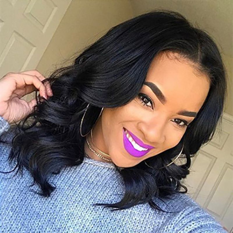 Wigs for Lady Short Curly Wigs Black Body Wave Synthetic Hair for Women Gift