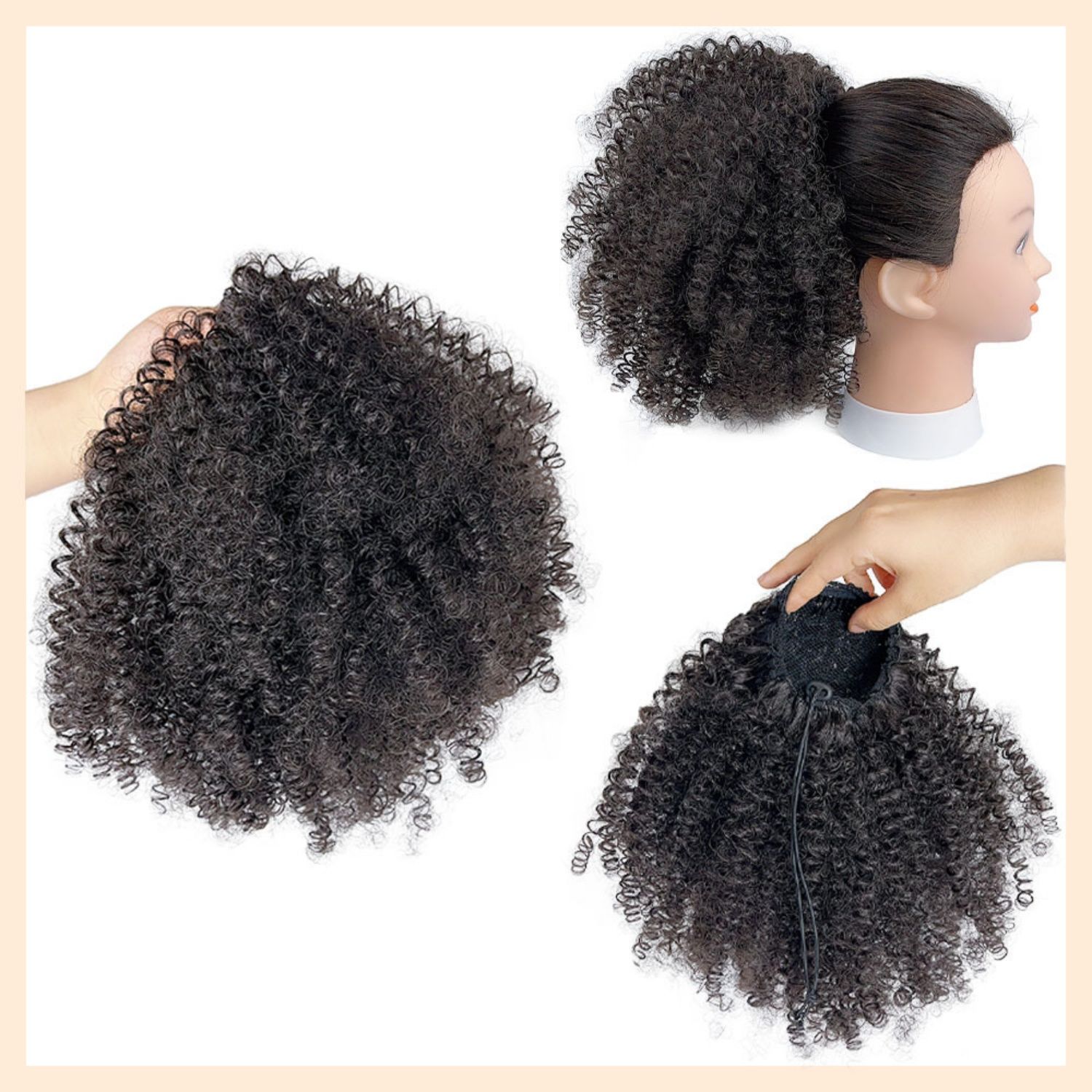 Synthetic Ponytail Extension for Women Easy-to-Attach with Drawstring Water Wave Style High-Temperature Fiber Black Yellow Gradient and Black Colors Ideal for Daily Wear and Work Hairpiece Afro Wigs