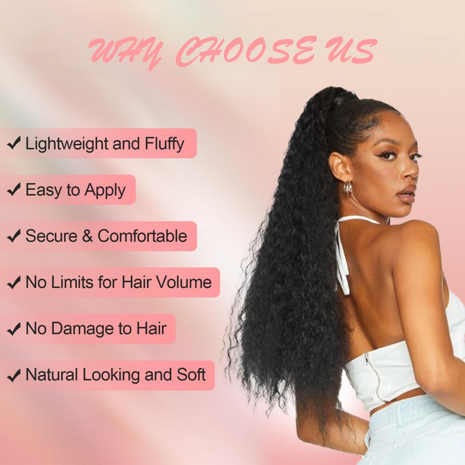 Hair Extensions Braids Ponytails Extension 20 Inches Black Red Brown and Yellow Hair Braids Hair Accessories for Daily Wear