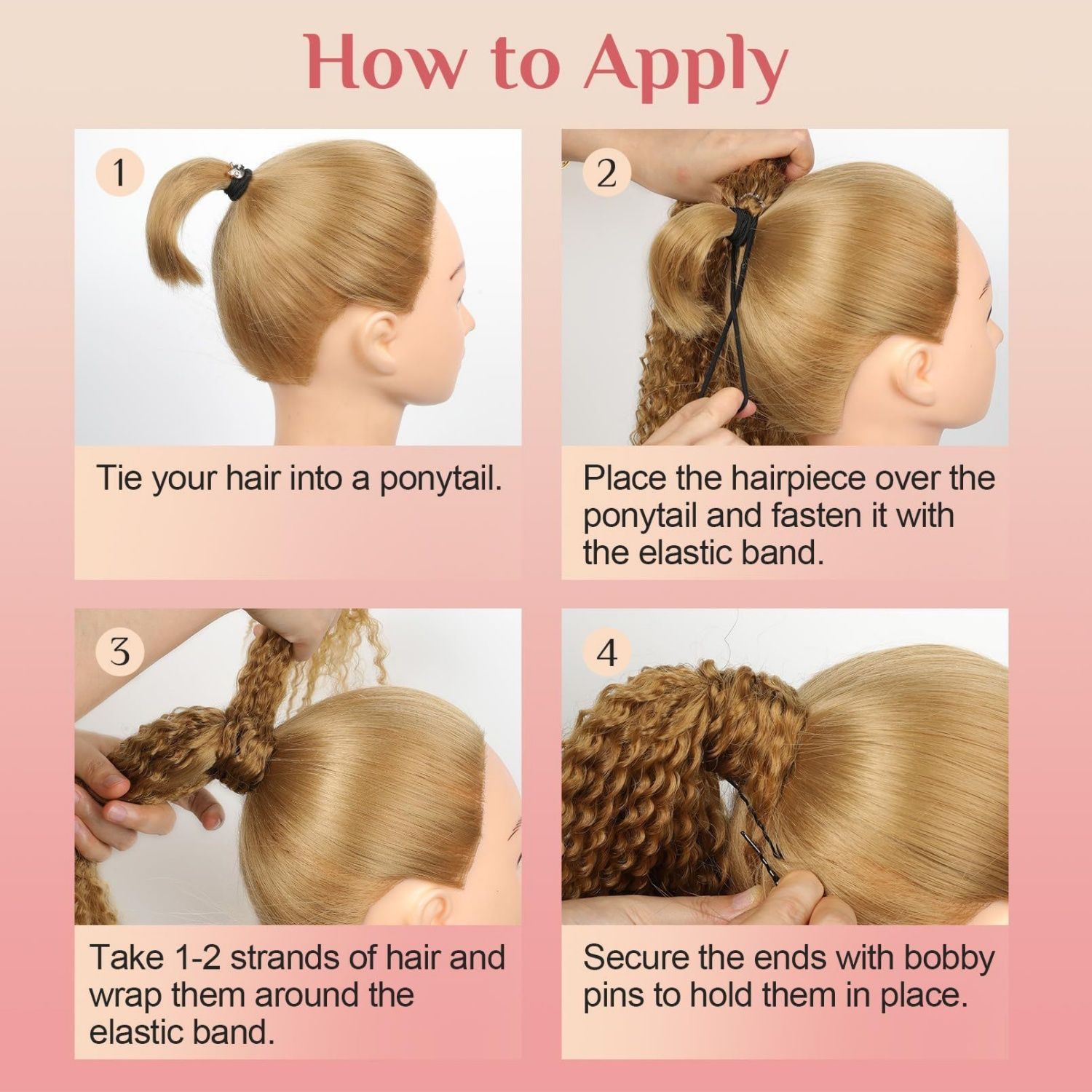 Hair Extensions Braids Ponytails Extension 20 Inches Black Red Brown and Yellow Hair Braids Hair Accessories for Daily Wear